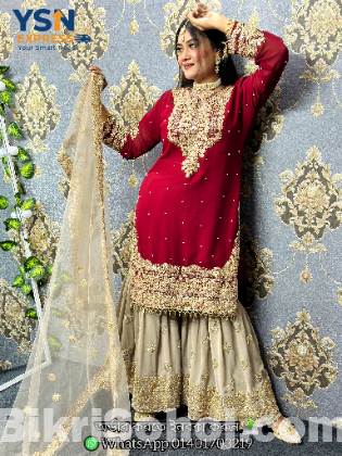 Top: Organza with Embroidered Khatli Work
